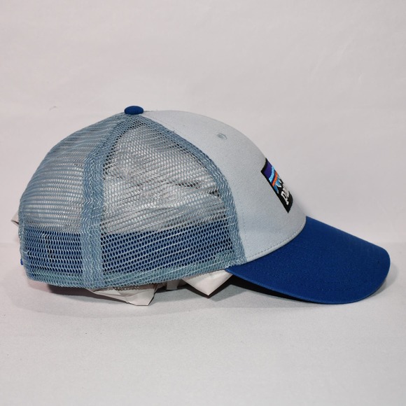 Patagonia Blue Logo Ridge LoPro Snapback Trucker Hat Netplus Recycled Fish Net - Picture 4 of 8